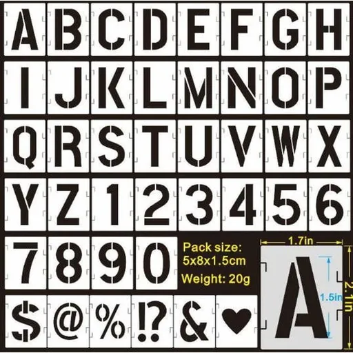 Reusable Letter Stencils Set with Alphabet and Numbers, Large Wall Painting Templates for Drawing and Crafting