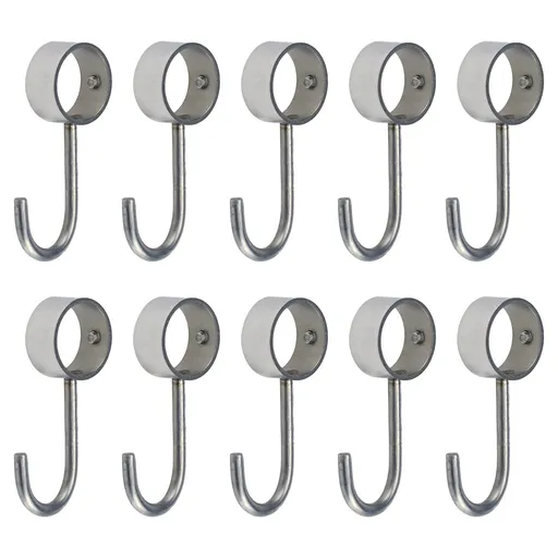 10Pcs 26mm/1.02inch Kitchen Pan Hooks Stainless Steel Pot Hooks Wall Rod Clothes Hooks for 25mm Rod