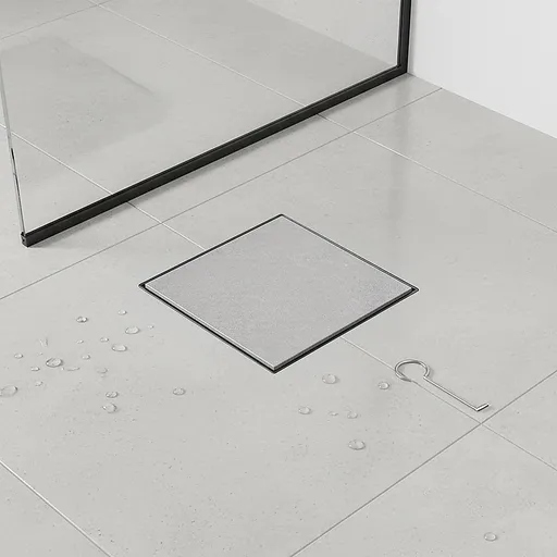 Tile Shower Drain – 10x10cm Black Tile Insert