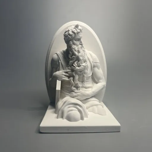 Classic Moses Statue – High-Quality Plaster Sculpture of Prophet Moses with Tablets – Elegant White Art Decor for Home, Office, & Study – Perfect Gift for Art History Students & Religious Decor