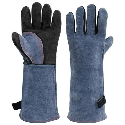 Heat Resistant Welding Gloves 16 inches Cowhide Leather - Long Sleeve and Insulated Lining BBQ Glove for Welder/Mig/Grill/Barbecue/Stove （Heito）