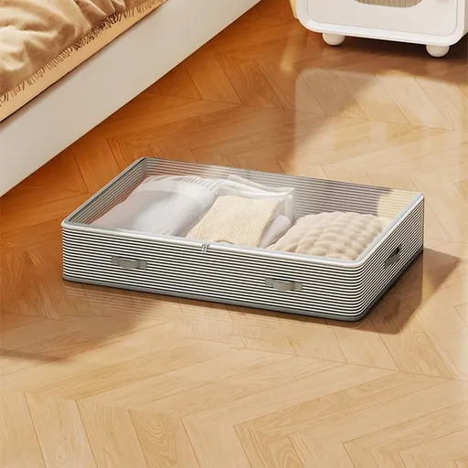 Underbed Storage Containers With Lids, Large Under Bed Storage Organizer Box With Handle, Foldable Under The Storage Bags For Organizing Clothes, Shoes, Blankets, Pillows