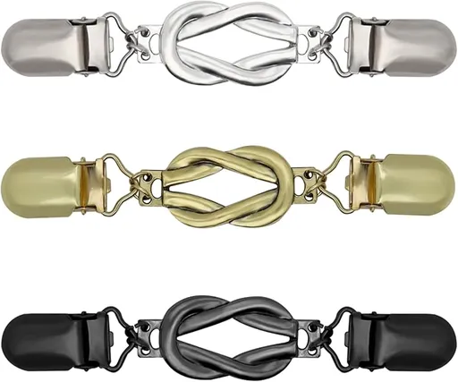 3-Pack Clothing Clips for Women & Men Waist Trouser Shirt Collar Scarf Card Holders Secure Dress Pants Waistline Adjustable Fashion Accessory