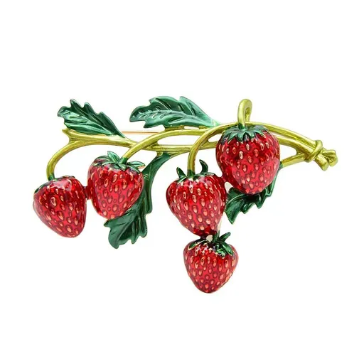 Strawberry Enamel Brooch For Women Red Strawberry Pin Brooch Fruit Brooches Pins Badges for Clothing Backpacks Bag