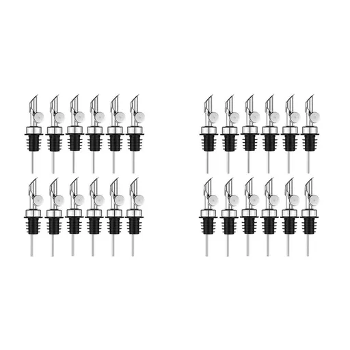 Weighted Stainless Steel Pourers Olive Oil Dispenser Spout Liquor Bottles Pourers Auto Flip Oil Dispenser (Silver,24Pcs)