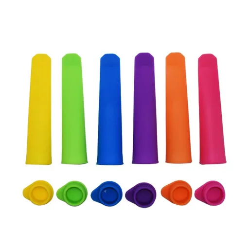 Silicone Ice Pop Molds,BPA Free Popsicle Molds with Attached Lids,Reusable DIY Popsicle Molds for Kids,Set of 6