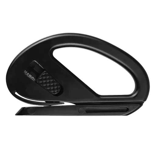 Sliding Gift Wrap Paper Cutter, Retractable Utility Knife for Gift Wrapping, Safe Paper and Packaging Cutter, Black, 10 x 5.7 cm