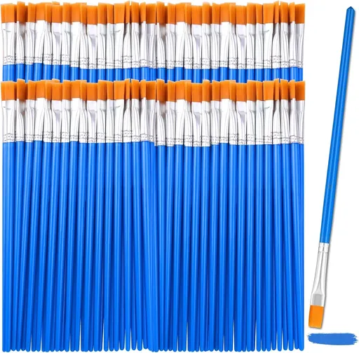 126 Pcs Flat Paint Brushes for Acrylic Painting, Small Paint Brushes Bulk, Kids Paint Brushes Set for Art Crafts Classroom Oil Watercolor Canvas Face Painting
