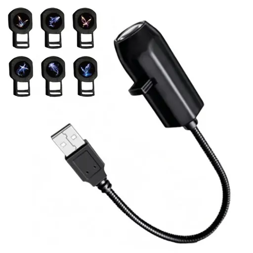 USB Star Projector Light Galaxy Planet Night Lamp with Replaceable Slides - Style 2