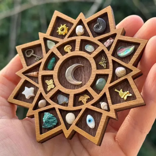 Wooden display stand for mini curiosities,Mandala
