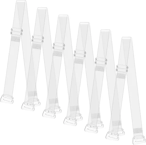 Clear Bra Straps for Women, 3 Pairs Clear Bra Straps Soft Non-slip Transparent Bras Strap 12 mm Thin TPU Invisible Adjustable Shoulder Strap for Women Girls Strapless Bras