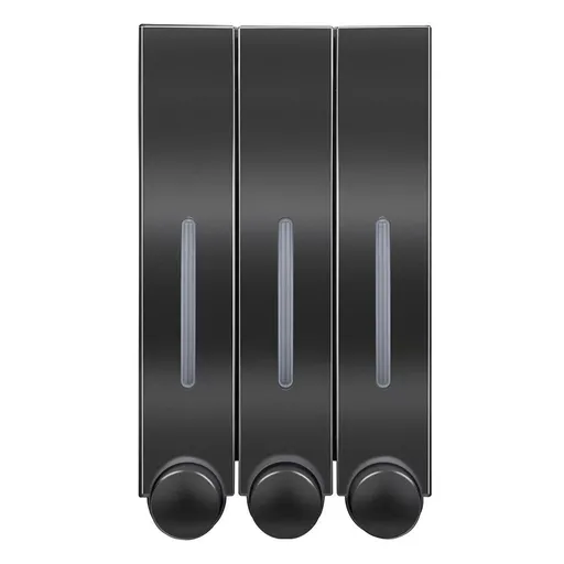 Wall Mounted Dispenser, 3 Chamber Manual Shower Pump Organizer Refillable Shampoo Bottle for Home Bath Kitchen Hotels Restaurants