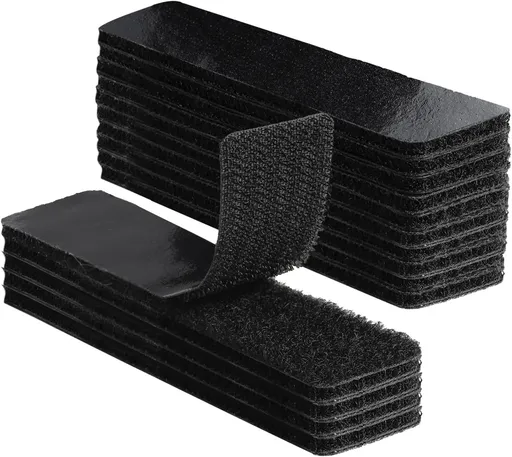 20 Sets 1x4 Inch Hook and Loop Fastener Strips with Adhesive Heavy Duty Double Sided Sticky Picture Hanging Wall Mounting Tape for Home and Office Use, Black