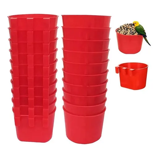 20Pcs Chickens Feeders for Cage,Hanging Chicken Water Feeder Cup, Plastic Birds Seed Bowl