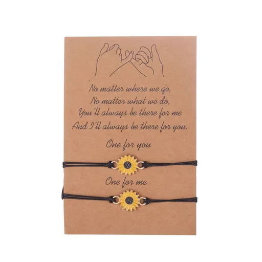 Matching Bracelets for Best Friends Women Girls Sunflower Boho Bracelet Friendship Jewelry Birthday Gifts for Girls with Gift Card