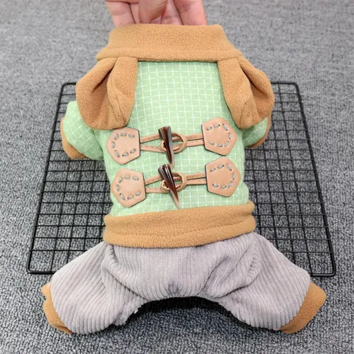 Pet Dog Clothes Odd Pet Four Legged Casual Corner Button Four Leg Green S