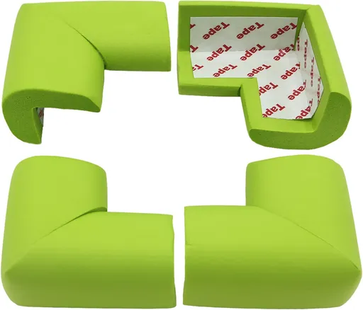 12 Pieces Self-Adhesive Corner Protectors for Tables and Furniture, Soft Bumper Guards to Help Prevent Bumps, Scratches and Damage, Green