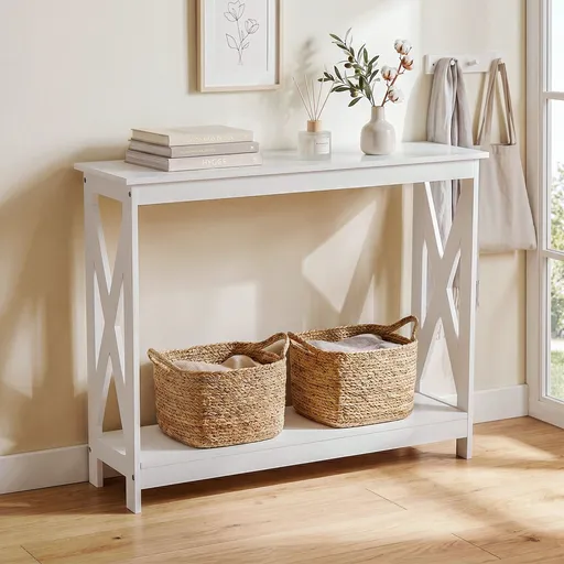 Artiss Console Table Entryway Hallway Display 2-Tier Narrow Sofa Table 100CM White