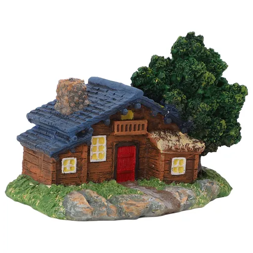 Micro Landscape House Figurine Resin Village Hut Ornament Bonsai Decoration for Home Gardening Small Wooden House