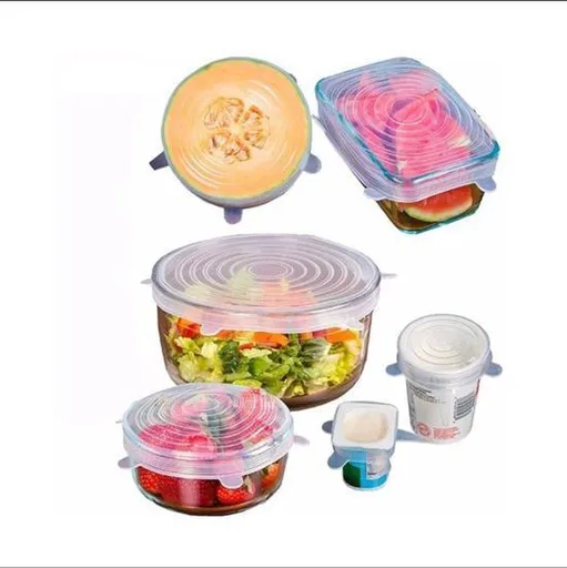 6 Pack Reusable Silicone Food Storage Lids, Up to 30 cm