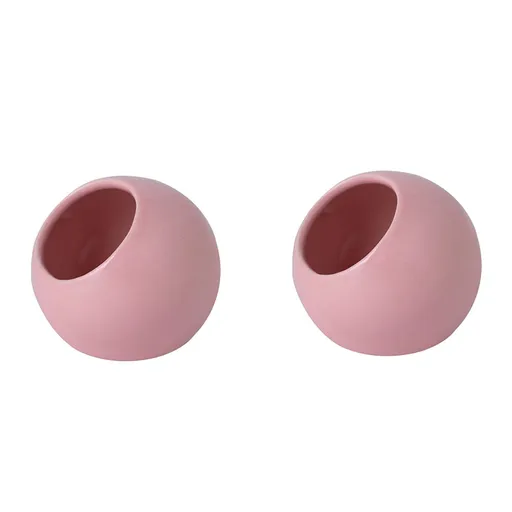 Anti-Splash Ceramic Parrot Feeder Bowl Pink（Pack of 2）- Gnaw-Resistant Bird Food Dish with Stable Base, 150ml Capacity, Smooth Glaze Finish for Small Birds
