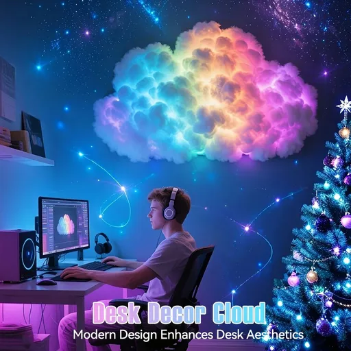 DIY Dreamy 3D Cloud Lamp, Bluetooth APP & Remote Control with Music Sync, USB Powered & Freely Shapable, Creative Parent-Child Interactive Atmosphere Light (Fantasy Color LED 800CM)