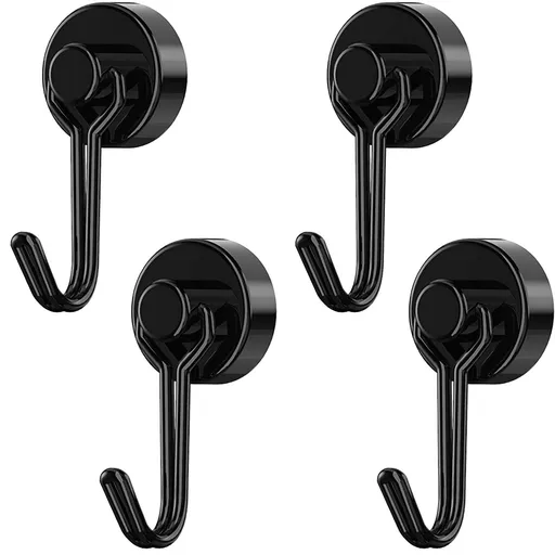 4 pcs Magnetic Hooks, Heavy Duty Neodymium Magnet Hook 22LBS with Rust Proof for Indoor Outdoor Hangers Hanging,Refrigerato