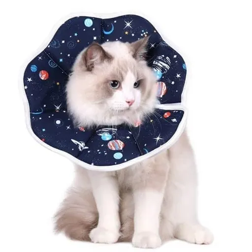 1 Adjustable Protective Collar for Cats and Dogs with Velcro, Blue, S, Compatible with Cats