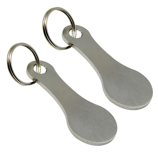 Mini Aluminum Alloy Key Ring Shopping Trolley Tokens - Small Keychain for Grocery Shopping Cart, 2 Pcs Silvery