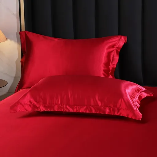 Simulation Silk Pillowcase 48x74cm Polyester Burgundy 48x74cm [pair]