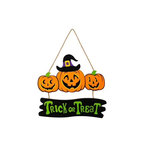 Halloween Wood Hanging Sign Trick or Treat Hanging Sign the Witch is In Hanging Sign Pumpkin Ghost Sign Halloween (Pumpkin)