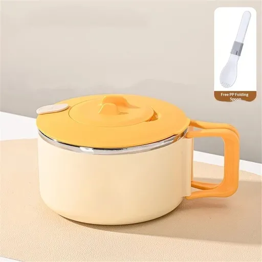 Microwave Ramen Bowl with Lid and Handle, 42.3 Oz Stainless Steel Liner Microwavable Soup Noodle Bowls, Instant Ramen Cooker Microwave Container for Office College Dorm