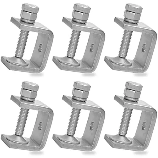 6 Pcs 1 Inch Stainless Steel Small C-Clamp for Woodworking, Heavy Duty Metal U-Clamps Mini Desk -Cla silver Stainless steel