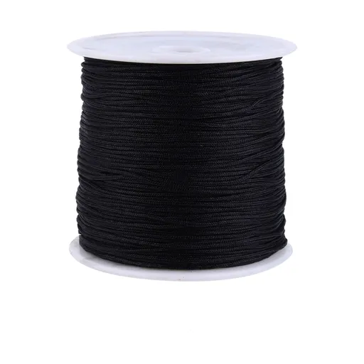 100M x 0.8mm Nylon Chinese Knot Cord Rattail Macrame Shamballa Thread String Black
