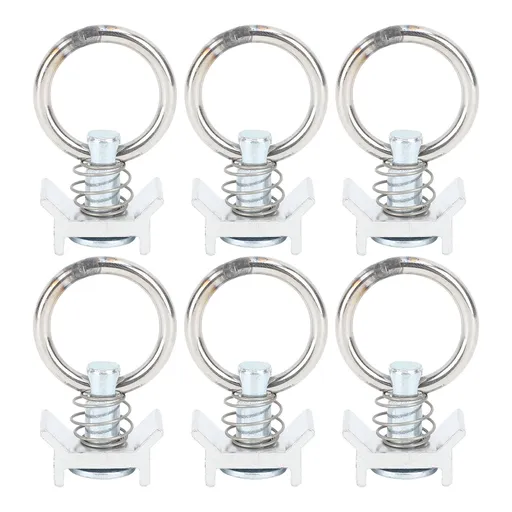 6PCS Single Stud Fitting L Track with Round Ring Stainless Steel Aluminum Cargo Control Stud Tie Down Fitting for Airline Track Logistic Installation