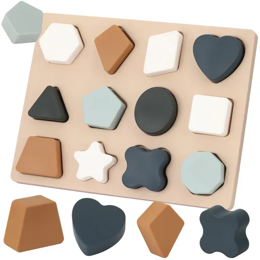 Toddlers Shape Silicone Puzzle Montessori Learning Shape Toy Board for Baby & Toddler Puzzles Toys Toddler Gifts