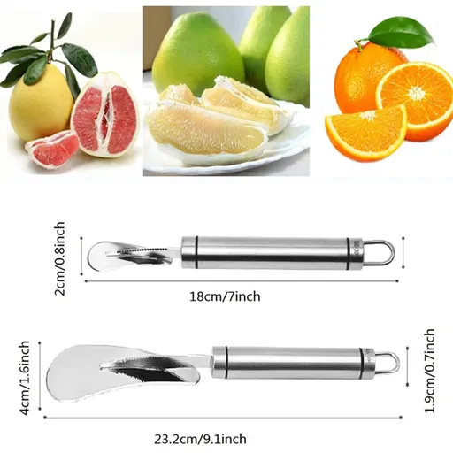 Food Grade Stainless Steel Fruit Peeler, Pomelo Opener Kitchen Pomelo Knife, Lemon Cutter Grapefruit Knife, for Various (2 PCS)