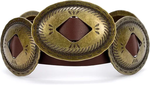 Western Belts for Woman Oval Concho Belt Cowgirl Belt Boho Disc Belt Buckle for Dress Jeans Country Concert Outfit