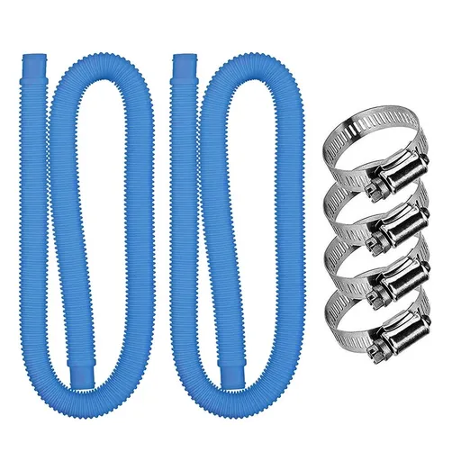 2 Pcs Pool Hose for Above Ground Pools, Pool Pump Replacement Hose, 1.25 Inches Diameter 39 Inches Length, Swimming Pool Hose with 4 Pcs Hose Clamps, Ideal for Replacing Old Hose, White