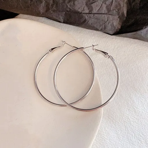 Mori Wai Metal Earrings Geometry Circle 925 Silver E2455 Silver 5cm