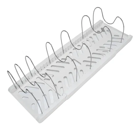 Pots and Pans Organizer Expandable Cookware Rack Adjustable Pan Organizer for Kitchen White