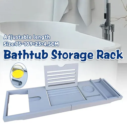 Retractable Bathtub Shelf Multifunctional Bath Rack With Phone Tablet Holder