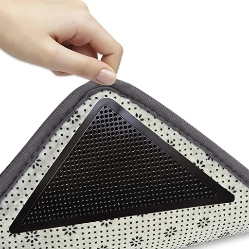 Anti-slip corners - Carpet tape - Carpet grippers - 8 pieces - Anti-slip mat, rug, carpet - Reusable pads - Self-adhesive double-sided