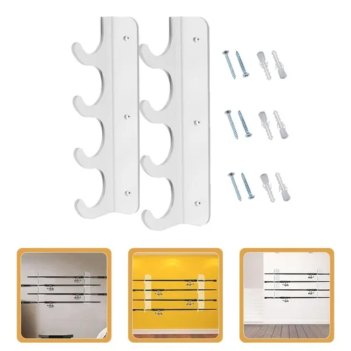 White Fishing Rod Holder Wall Mount Rack, Plastic Pole Storage Organizer for Fishing Gear