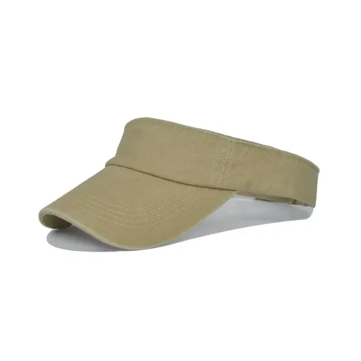 Unisex Summer Denim Sun Visor Cap Breathable Washed Running Hat - Khaki