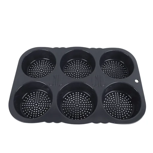 6 Cavity Hamburger Bun Mould Foldable Reusable Bread Mould ‑40℉ to +446℉ Heat Resistance Baking Mould for Kitchen