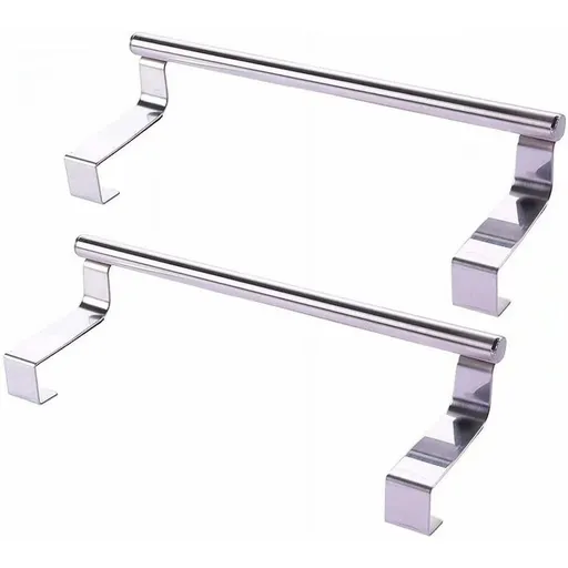 Stainless Steel Over Door Towel Rack Bar Holders for Universal Fit on Cabinet Cupboard Doors Pack of 2 (Small)23CM 9inch