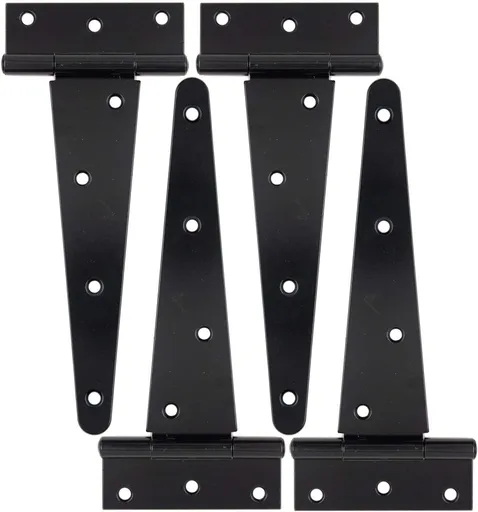 Heavy Duty T Hinge Tee Hinge T Strap Hinge Shed Hinge Gate Hinge Barn Hinge Fence Hinge Door Hinge Wrought Rtproof All Size Black (4 pcs, 8 inch