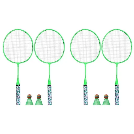 4X Badminton Rackets for Children,Shuttlecocks Racquet Sports Set with 4 Balls for Players Indoor Outdoor Green