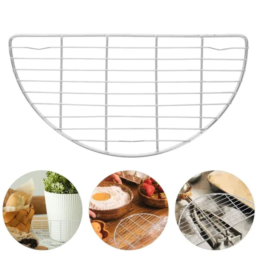 Set of 2 Stainless Steel Half Round Cooling Racks for Baking, Roasting, and Oil Draining in Kitchen